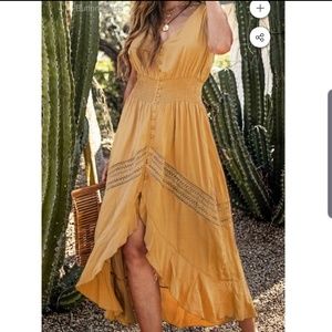 Button down embroidered midi dress